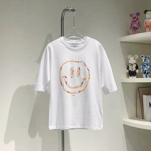 Ganni Smiley Face Graphic Letter Print Loose Round Neck T-shirt